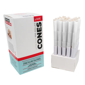 Custom Cones USA 90mm Pre Rolled Cones w/ Glass Filter Tip Refined White Paper 75/Box