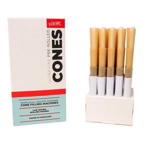 Custom Cones USA 90mm Pre Rolled Cones w/ Glass Filter Tip Natural Brown Paper 75/Box