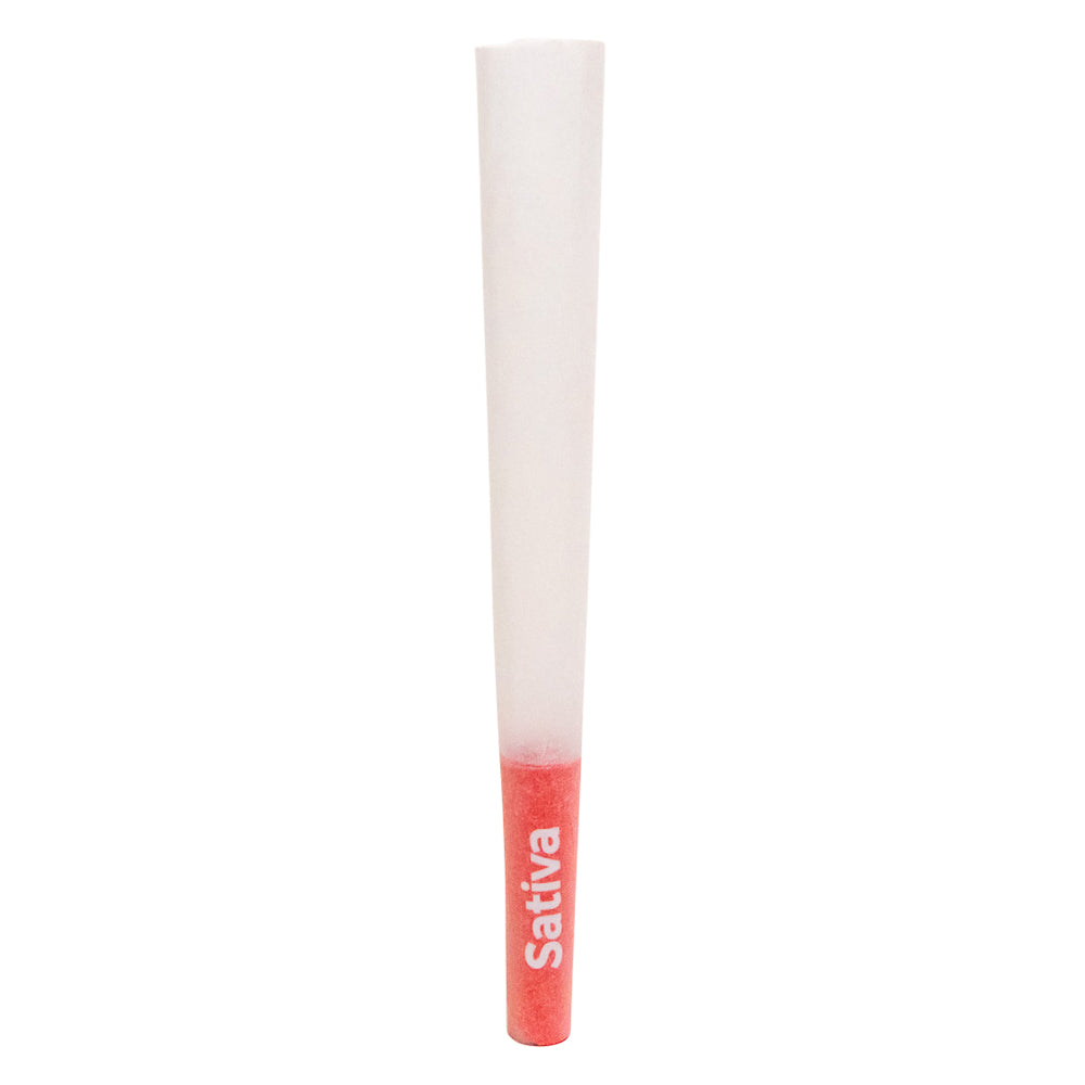 Custom Cones USA 1 1/4 Size 84mm Pre Rolled Cones w/ Red Text 'Sativa' Filter Tip Refined White Paper 900/Box