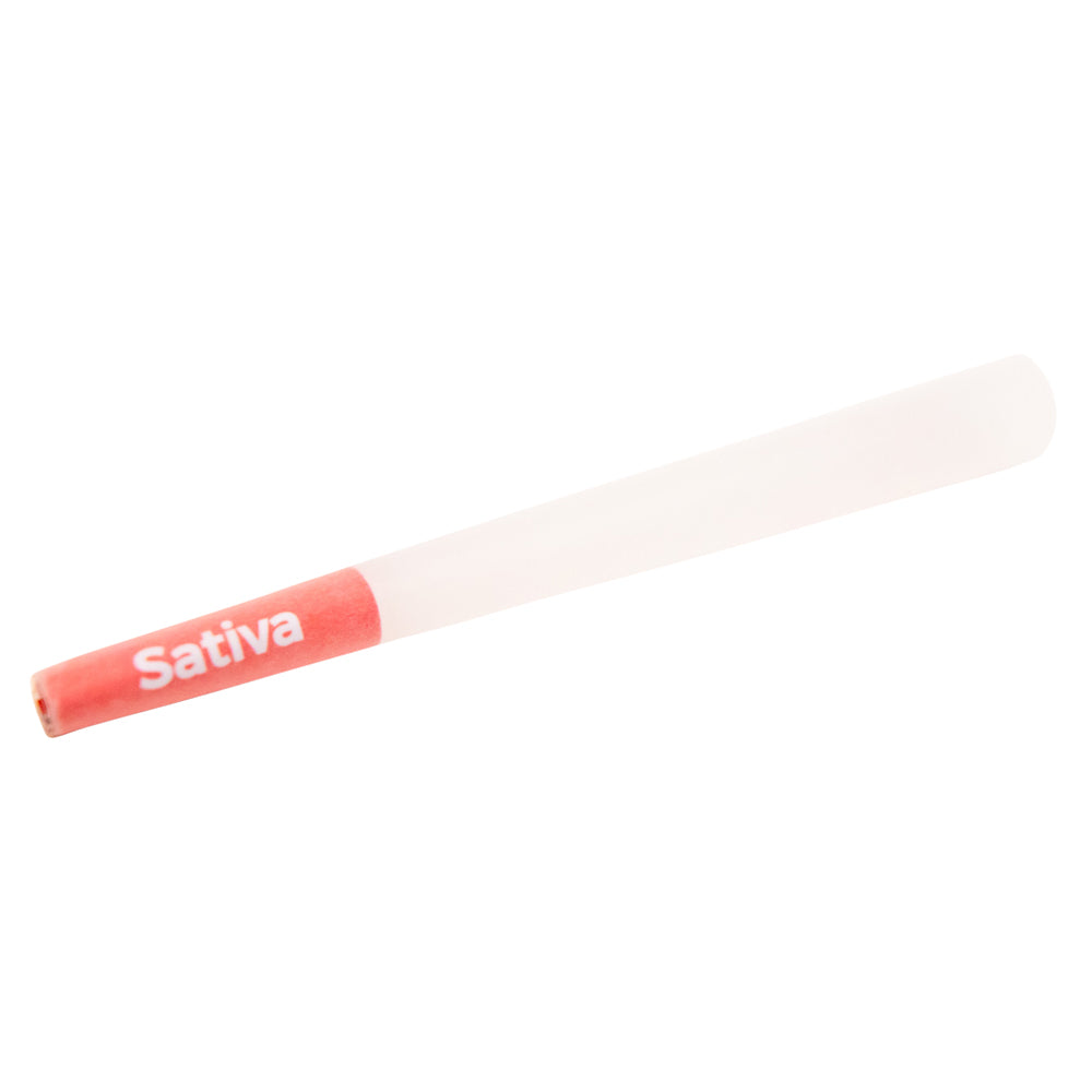 Custom Cones USA 1 1/4 Size 84mm Pre Rolled Cones w/ Red Text 'Sativa' Filter Tip Refined White Paper 900/Box