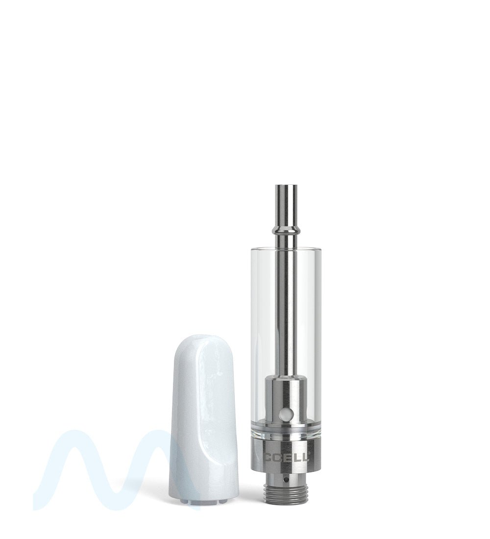 CCELL TH2 - SE Glass Vape Cartridge 1ml w/ Snap Fit White Plastic Mouthpiece Connection 100/Box - 6