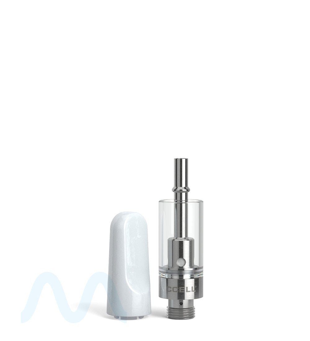 CCELL TH2 - SE Glass Vape Cartridge .5ml w/ Snap Fit White Plastic Mouthpiece Connection 100/Box - 6