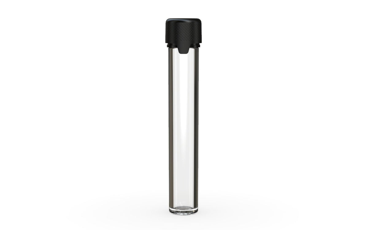 CHUBBY GORILLA | Child Resistant Clear Plastic Aviator Pre-Roll Tubes w/ Black Cap | 25mm - 115mm - 400 Count