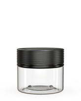 10oz Chubby Gorilla Clear Plastic Child Resistant Plastic Spiral XL Jars w/ Black Cap 80/Box