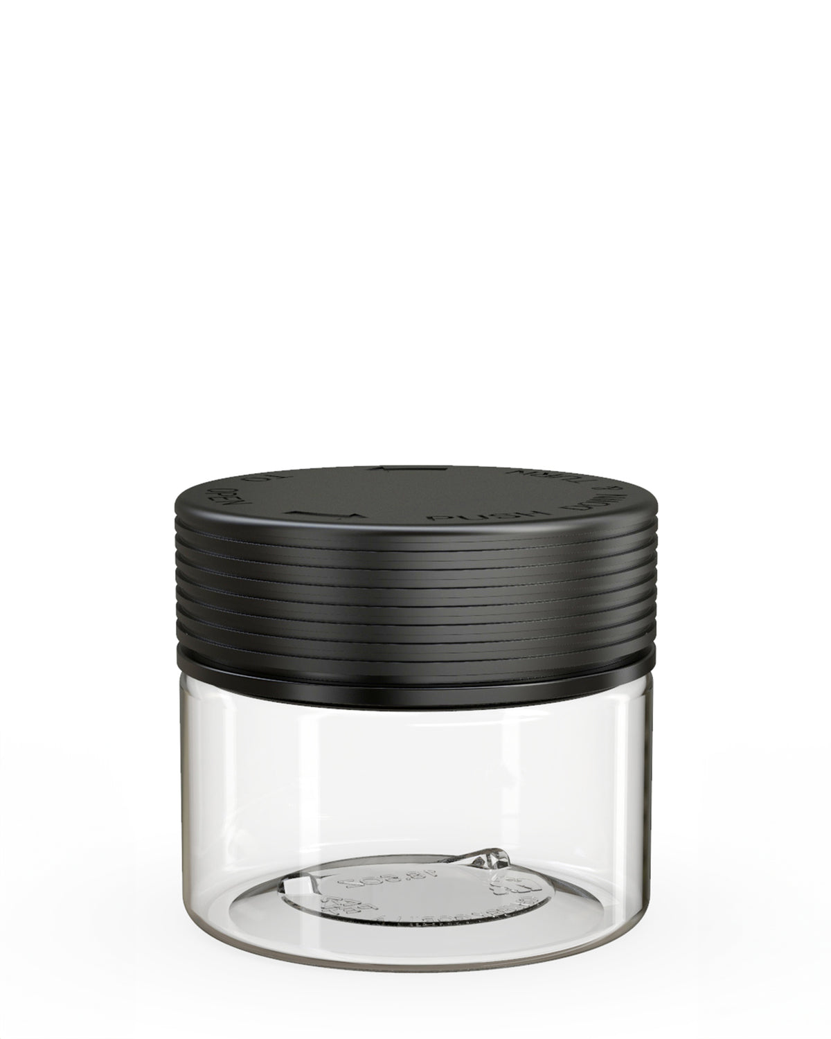 10oz Chubby Gorilla Clear Plastic Child Resistant Plastic Spiral XL Jars w/ Black Cap 80/Box