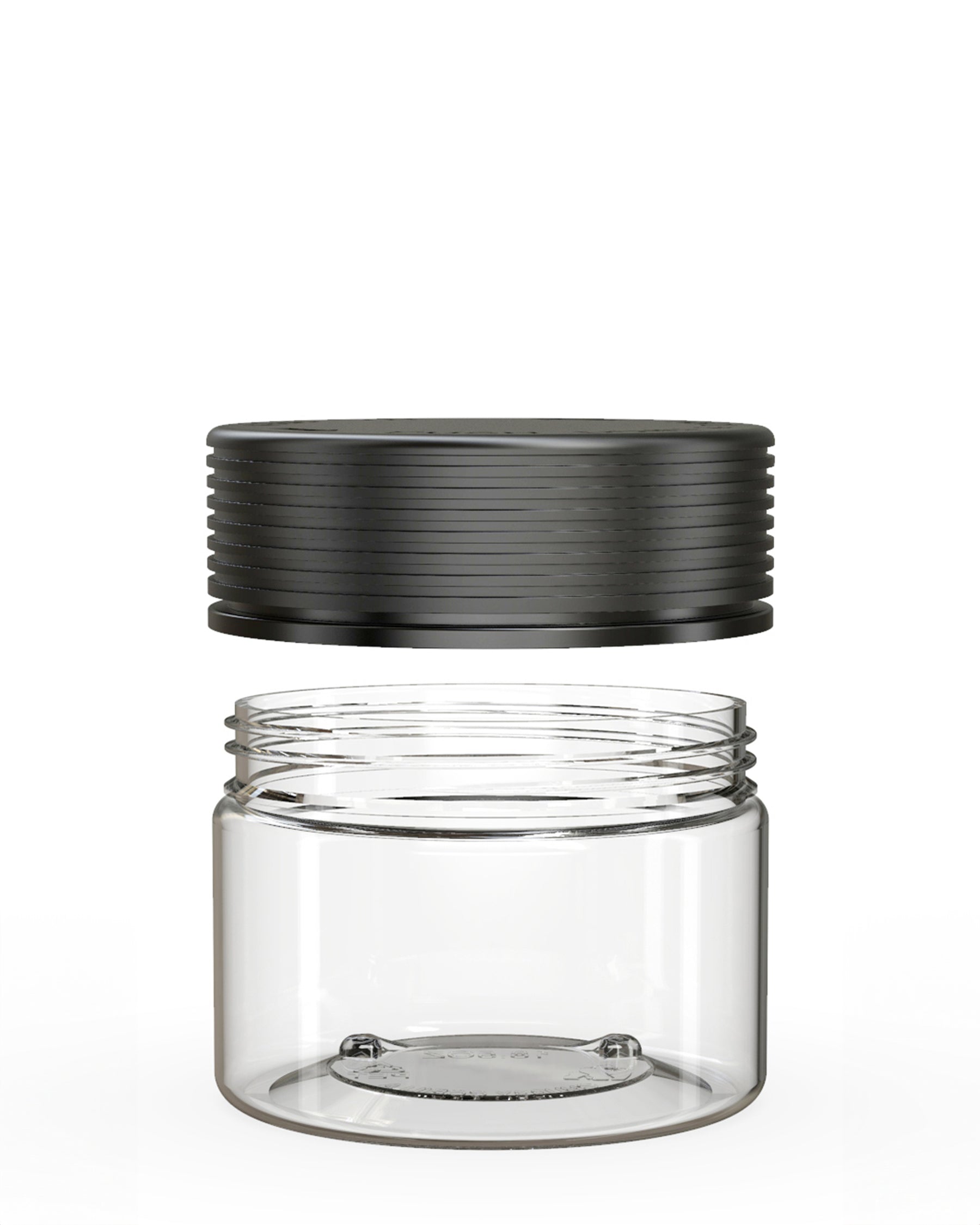 10oz Chubby Gorilla Clear Plastic Child Resistant Plastic Spiral XL Jars w/ Black Cap 80/Box