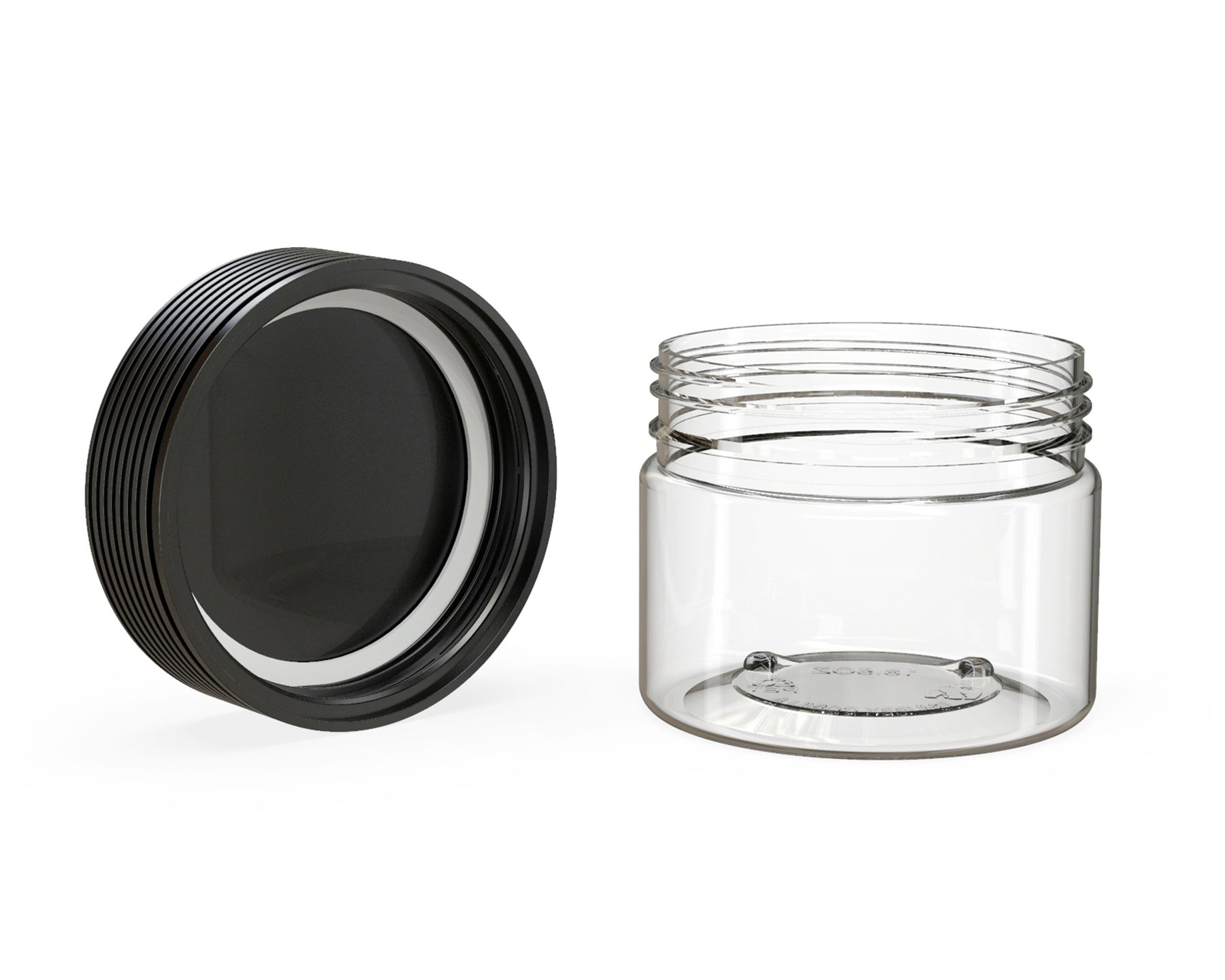 10oz Chubby Gorilla Clear Plastic Child Resistant Plastic Spiral XL Jars w/ Black Cap 80/Box