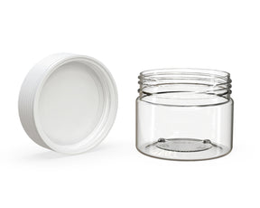 10oz Chubby Gorilla Clear Plastic Child Resistant Plastic Spiral XL Jars w/ White Cap 80/Box