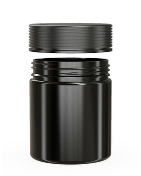 18.5oz Chubby Gorilla Black Plastic Child Resistant Plastic Spiral XL Jars w/ Black Cap 60/Box