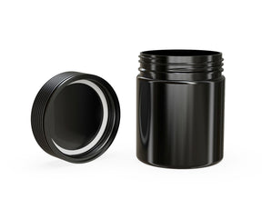 18.5oz Chubby Gorilla Black Plastic Child Resistant Plastic Spiral XL Jars w/ Black Cap 60/Box