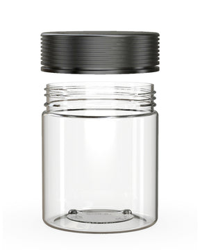 18.5oz Chubby Gorilla Clear Plastic Child Resistant Plastic Spiral XL Jars w/ Black Cap 60/Box