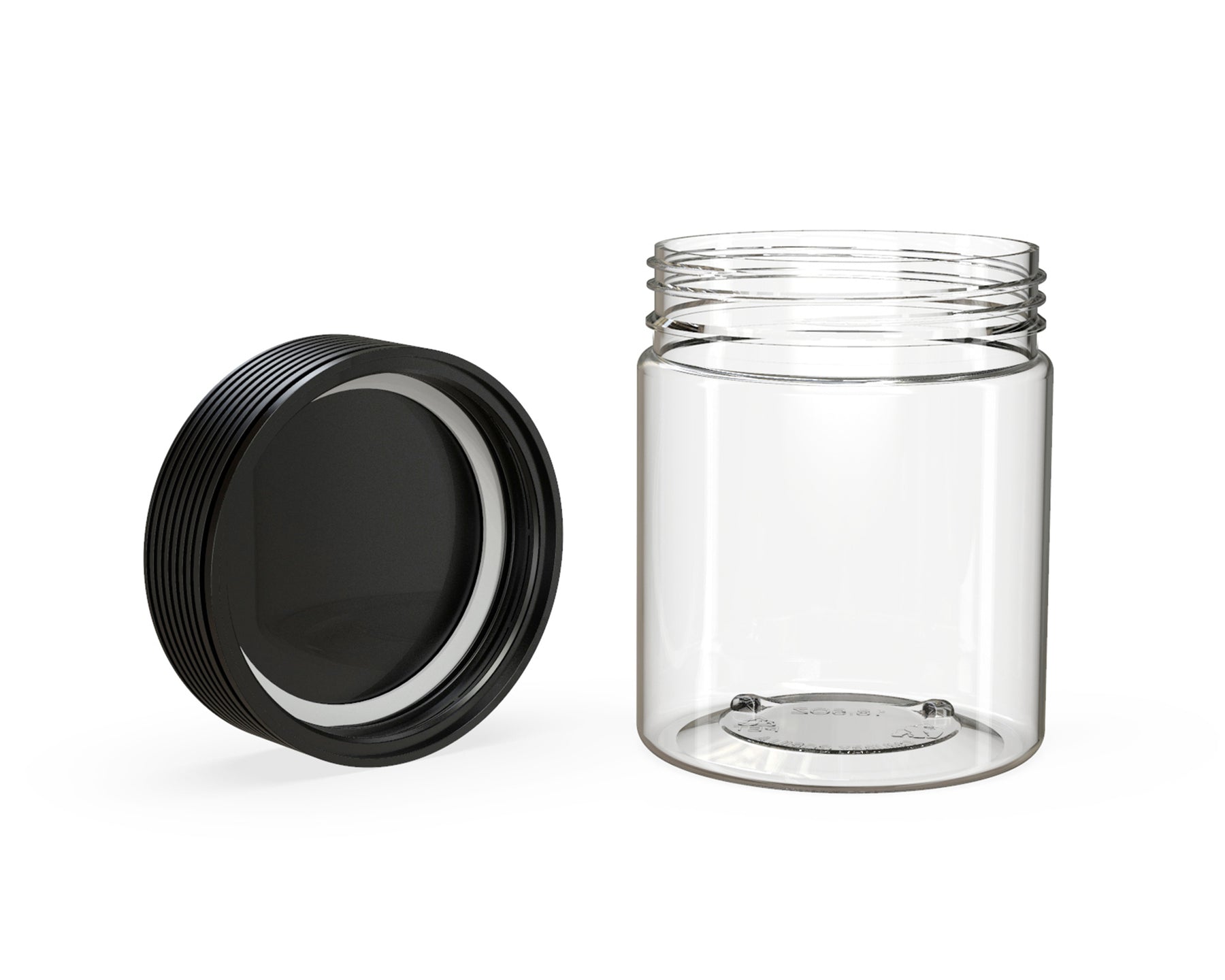 18.5oz Chubby Gorilla Clear Plastic Child Resistant Plastic Spiral XL Jars w/ Black Cap 60/Box