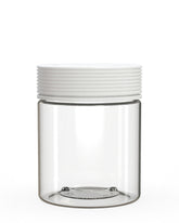 18.5oz Chubby Gorilla Clear Plastic Child Resistant Plastic Spiral XL Jars w/ White Cap 60/Box