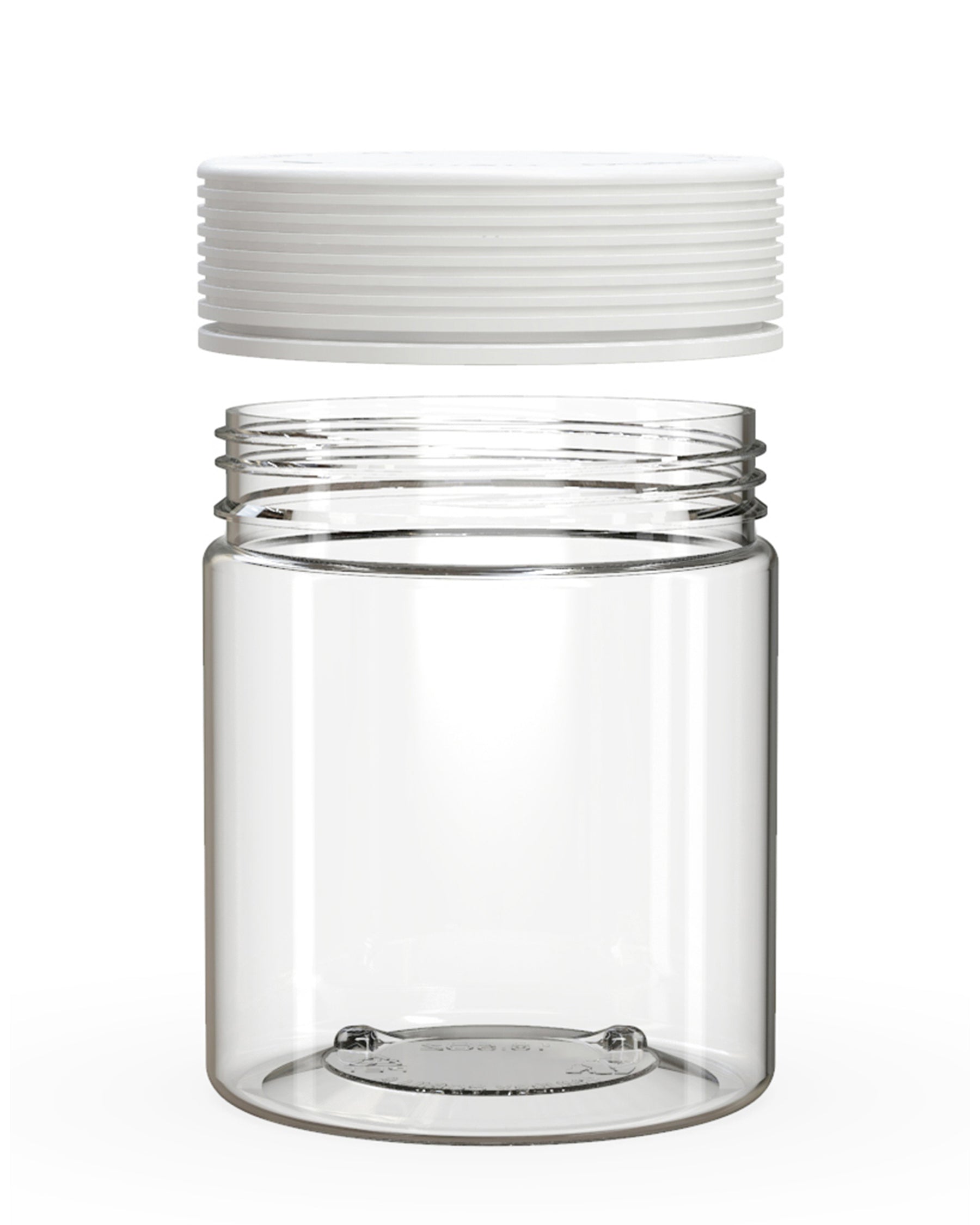 18.5oz Chubby Gorilla Clear Plastic Child Resistant Plastic Spiral XL Jars w/ White Cap 60/Box