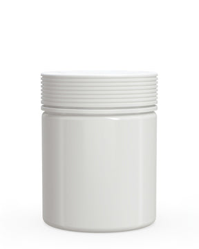 18.5oz Chubby Gorilla White Plastic Child Resistant Plastic Spiral XL Jars w/ White Cap 60/Box