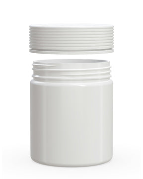 18.5oz Chubby Gorilla White Plastic Child Resistant Plastic Spiral XL Jars w/ White Cap 60/Box