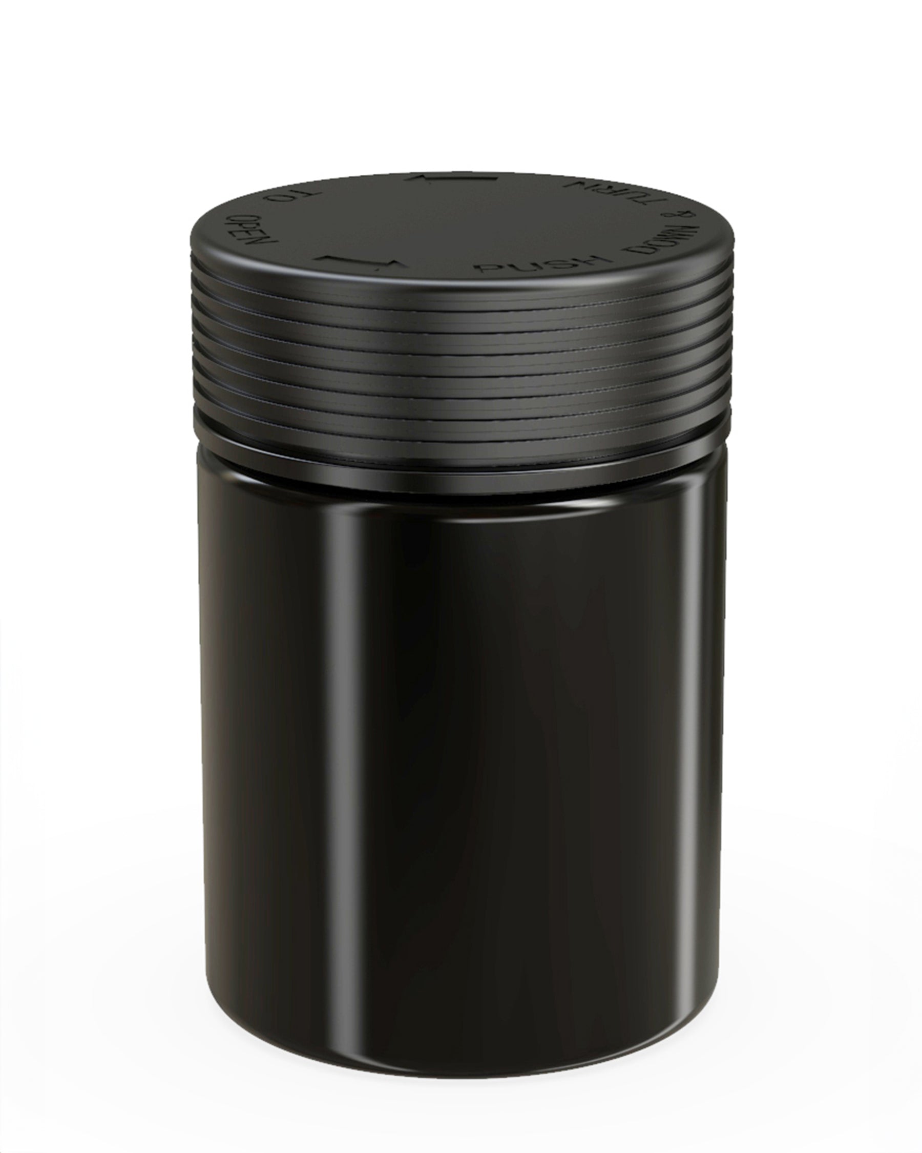 21.5oz Chubby Gorilla Black Plastic Child Resistant Plastic Spiral XL Jars w/ Black Cap 40/Box