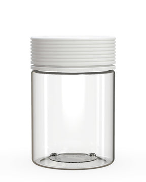 21.5oz Chubby Gorilla Clear Plastic Child Resistant Plastic Spiral XL Jars w/ White Cap 40/Box