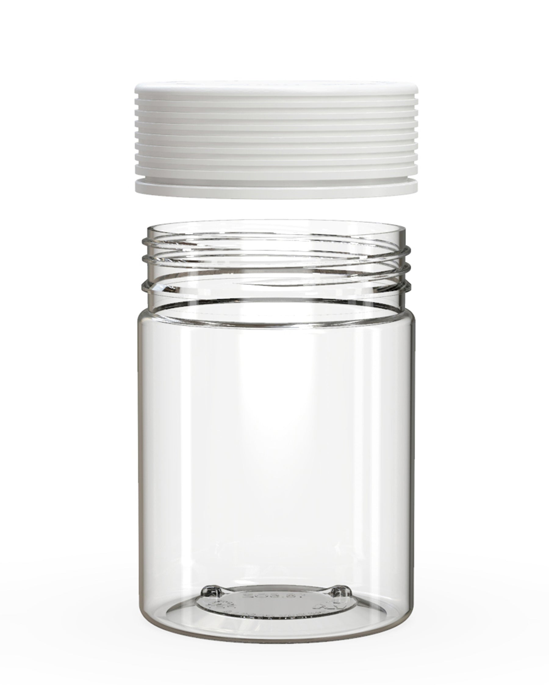 21.5oz Chubby Gorilla Clear Plastic Child Resistant Plastic Spiral XL Jars w/ White Cap 40/Box