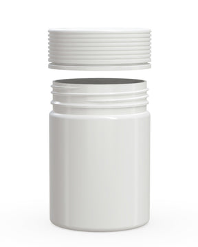 21.5oz Chubby Gorilla White Plastic Child Resistant Plastic Spiral XL Jars w/ White Cap 40/Box