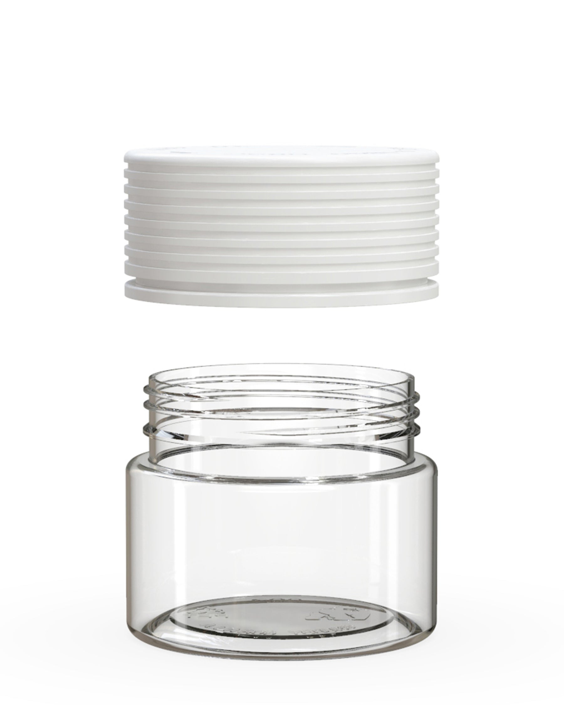 2oz Chubby Gorilla Clear Child Resistant Plastic Spiral Jar w/ White Cap 400/Box