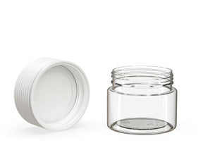 2oz Chubby Gorilla Clear Child Resistant Plastic Spiral Jar w/ White Cap 400/Box