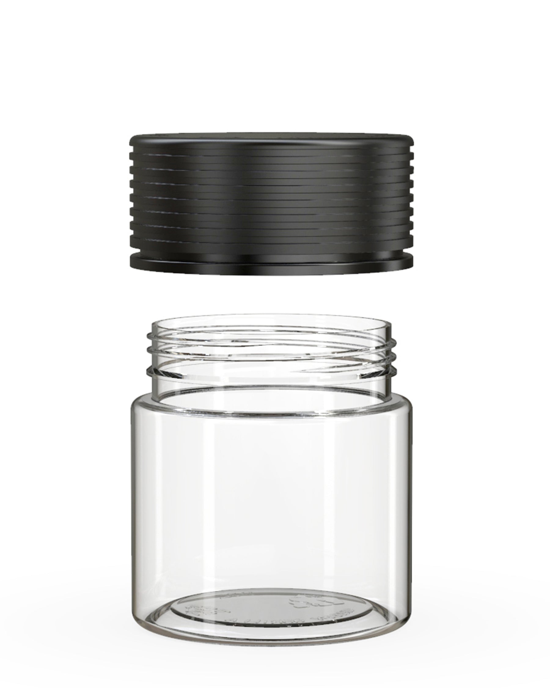 3oz Chubby Gorilla Clear Child Resistant Clear Plastic Spiral Jar w/ Black Cap 400/Box