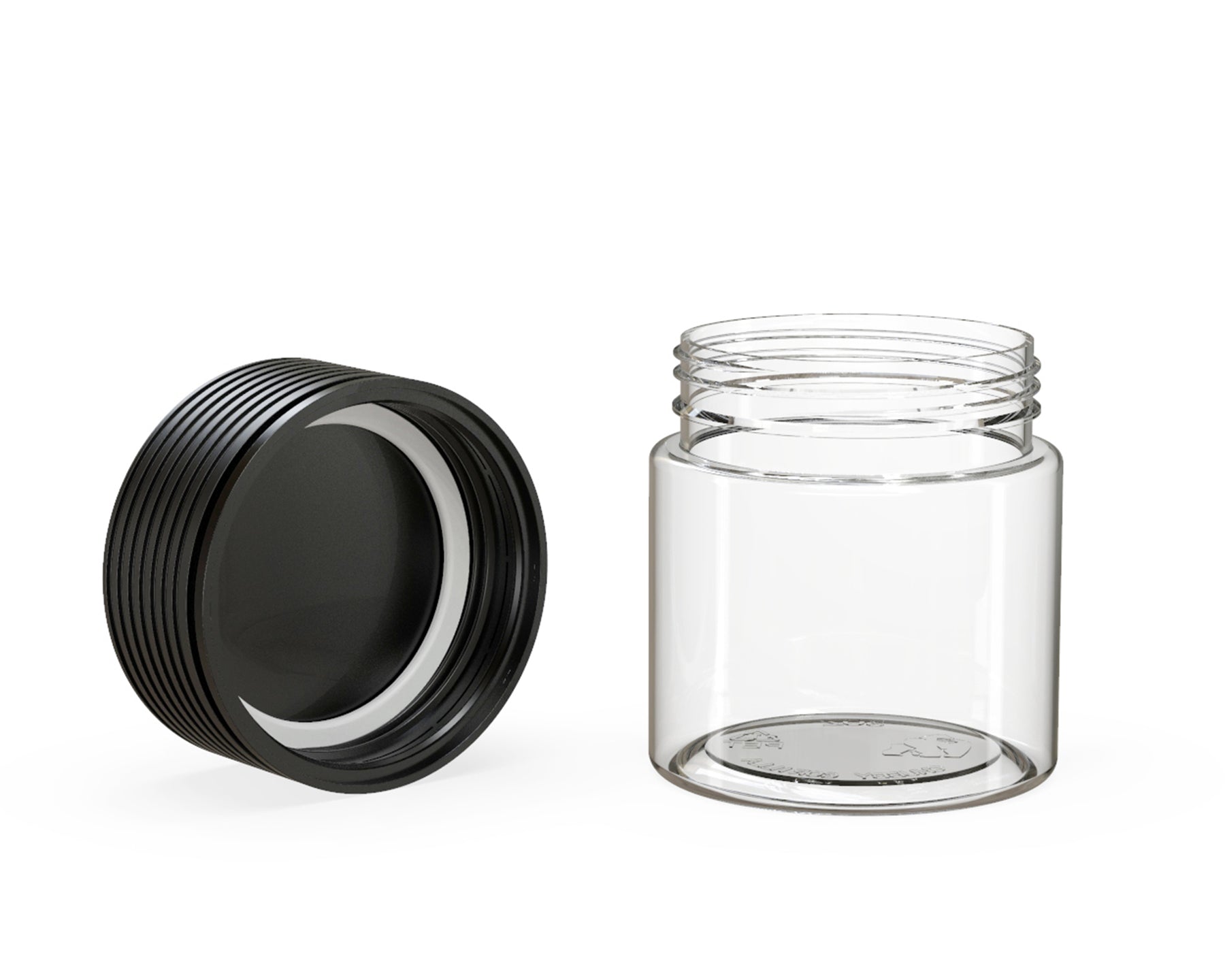 3oz Chubby Gorilla Clear Child Resistant Clear Plastic Spiral Jar w/ Black Cap 400/Box