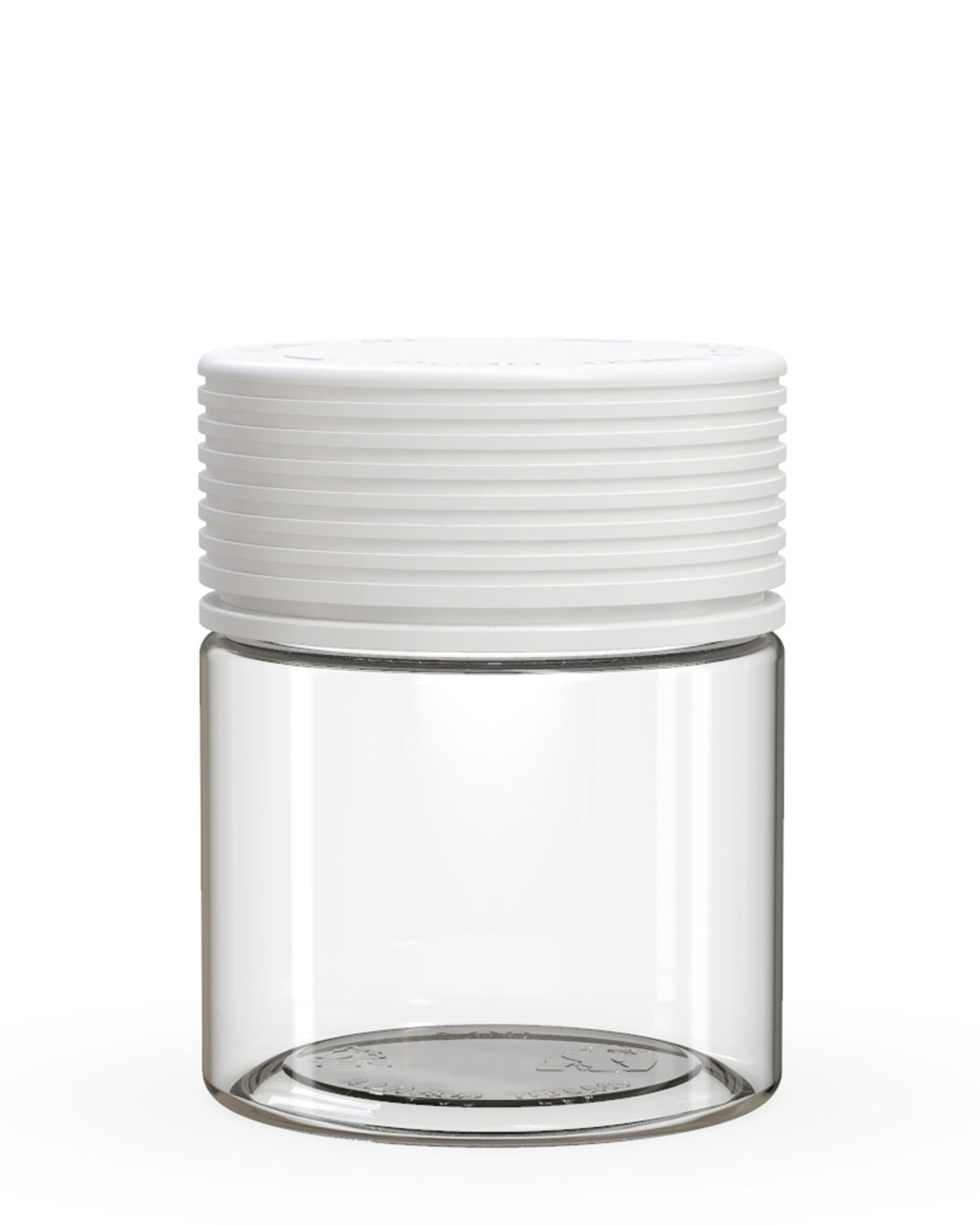 3oz Chubby Gorilla Clear Child Resistant Clear Plastic Spiral Jar w/ White Cap 400/Box