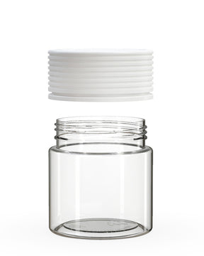 3oz Chubby Gorilla Clear Child Resistant Clear Plastic Spiral Jar w/ White Cap 400/Box