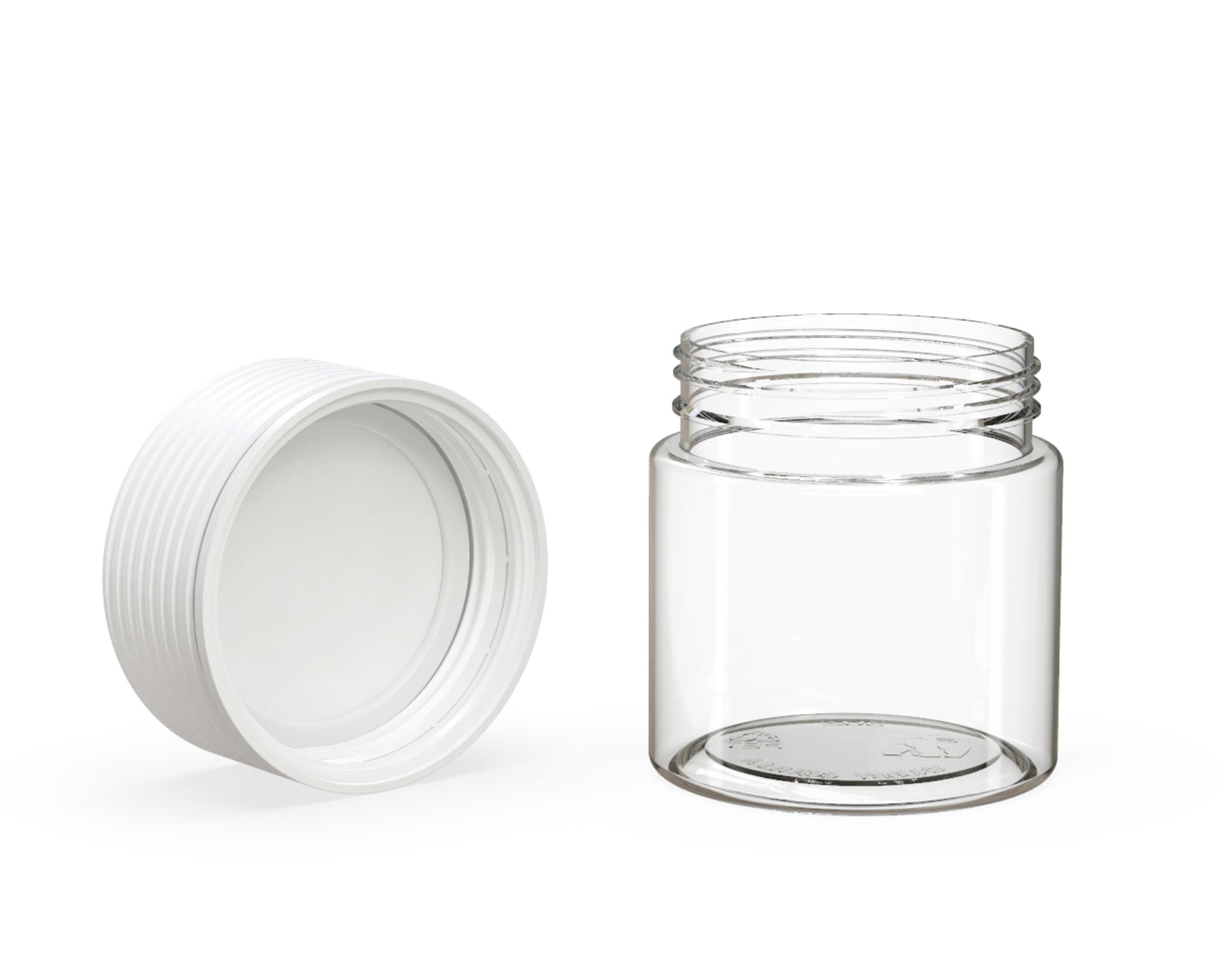 3oz Chubby Gorilla Clear Child Resistant Clear Plastic Spiral Jar w/ White Cap 400/Box