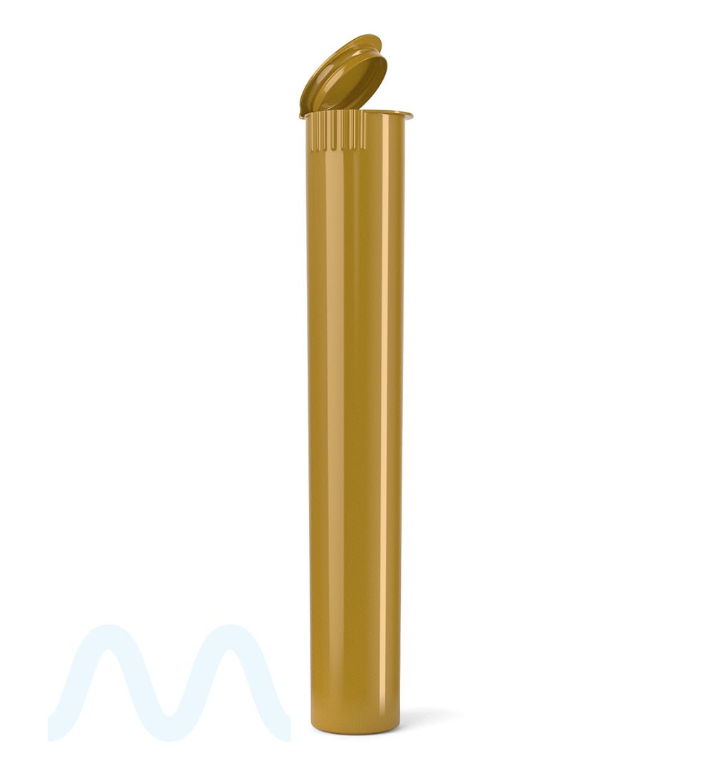 Child Resistant | King Size Pop Top Opaque Plastic Pre-Roll Tubes | 116mm - Gold - 1000 Count