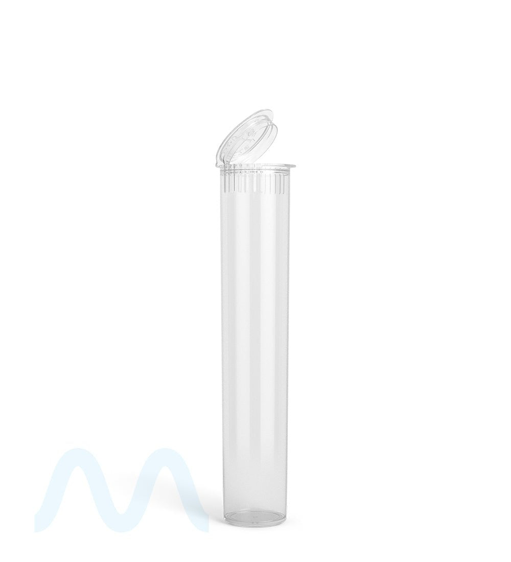 Child Resistant | Pop Top Plastic PCR Pre-Roll Tubes (Open) | 95mm - Clear - 1000 Count