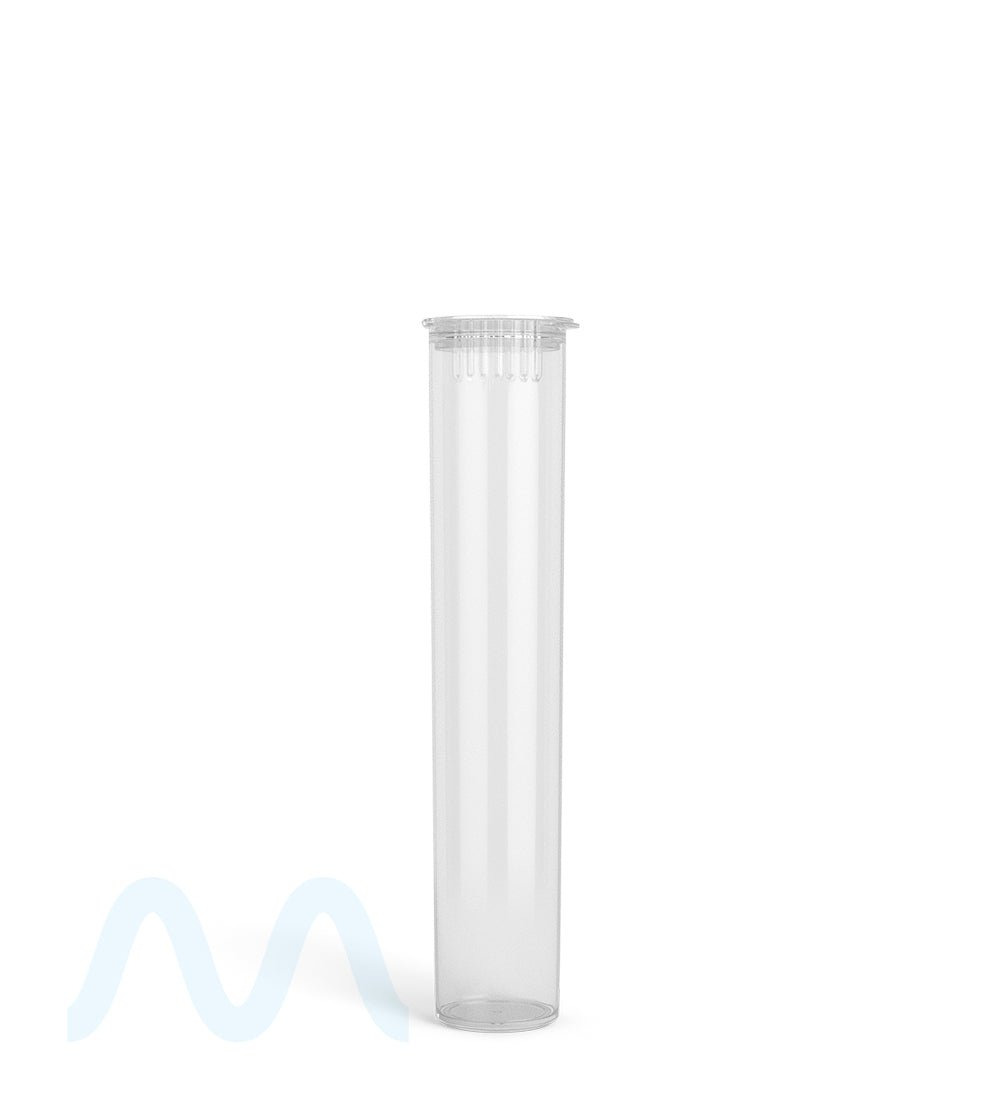 Child Resistant | Pop Top Plastic PCR Pre-Roll Tubes (Open) | 95mm - Clear - 1000 Count