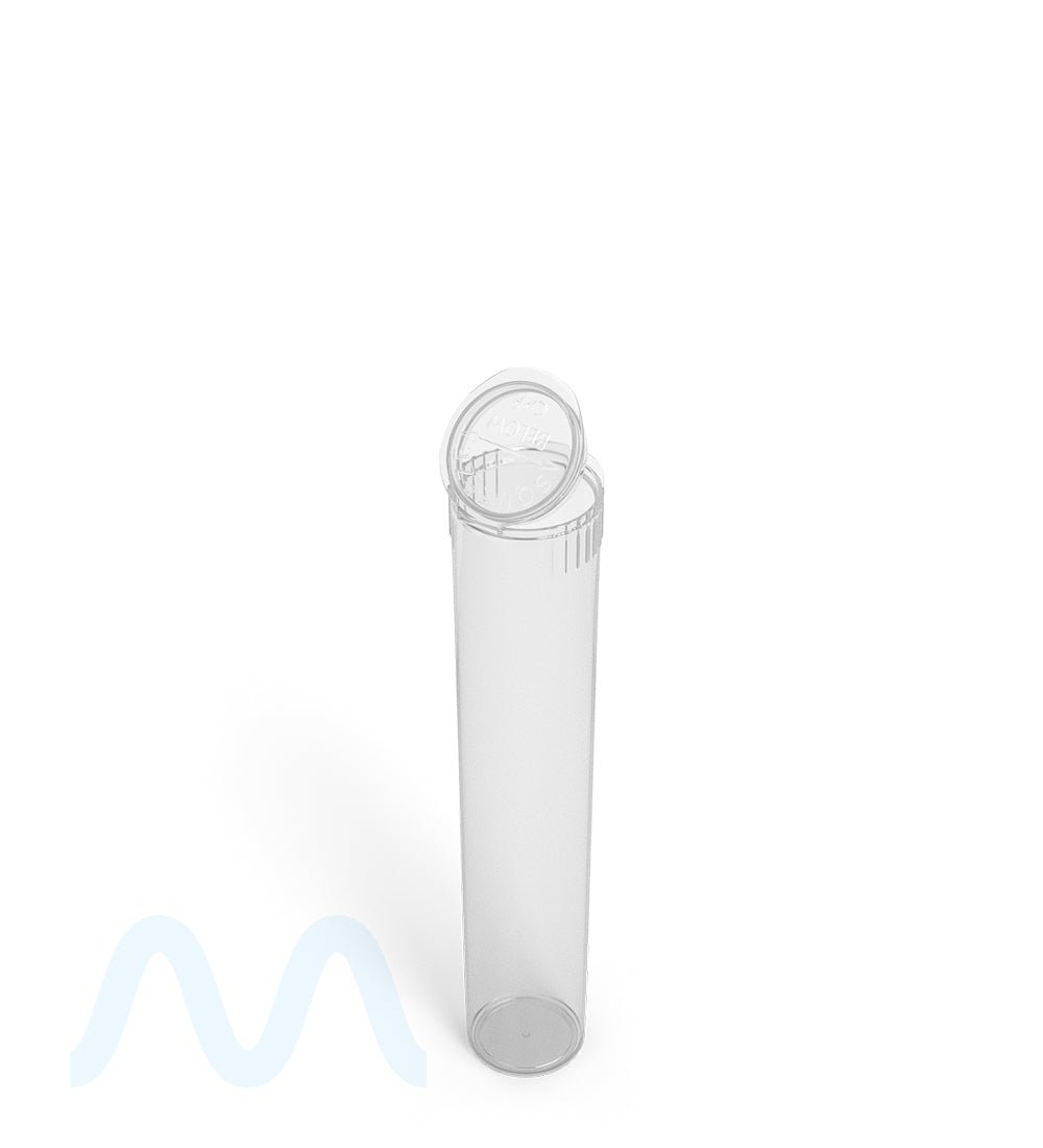Child Resistant | Pop Top Plastic PCR Pre-Roll Tubes (Open) | 95mm - Clear - 1000 Count