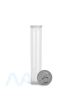 Child Resistant | Pop Top Plastic PCR Pre-Roll Tubes (Open) | 95mm - Clear - 1000 Count
