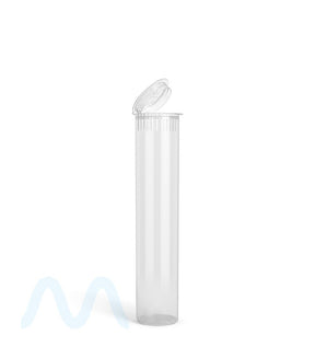 Child Resistant | Pop Top Plastic Pre-Roll Tubes (Open) | 90mm - Clear - 1000 Count