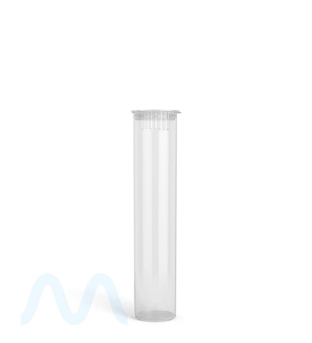 Child Resistant | Pop Top Plastic Pre-Roll Tubes (Open) | 90mm - Clear - 1000 Count
