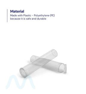 Child Resistant | Pop Top Plastic Pre-Roll Tubes (Open) | 90mm - Clear - 1000 Count