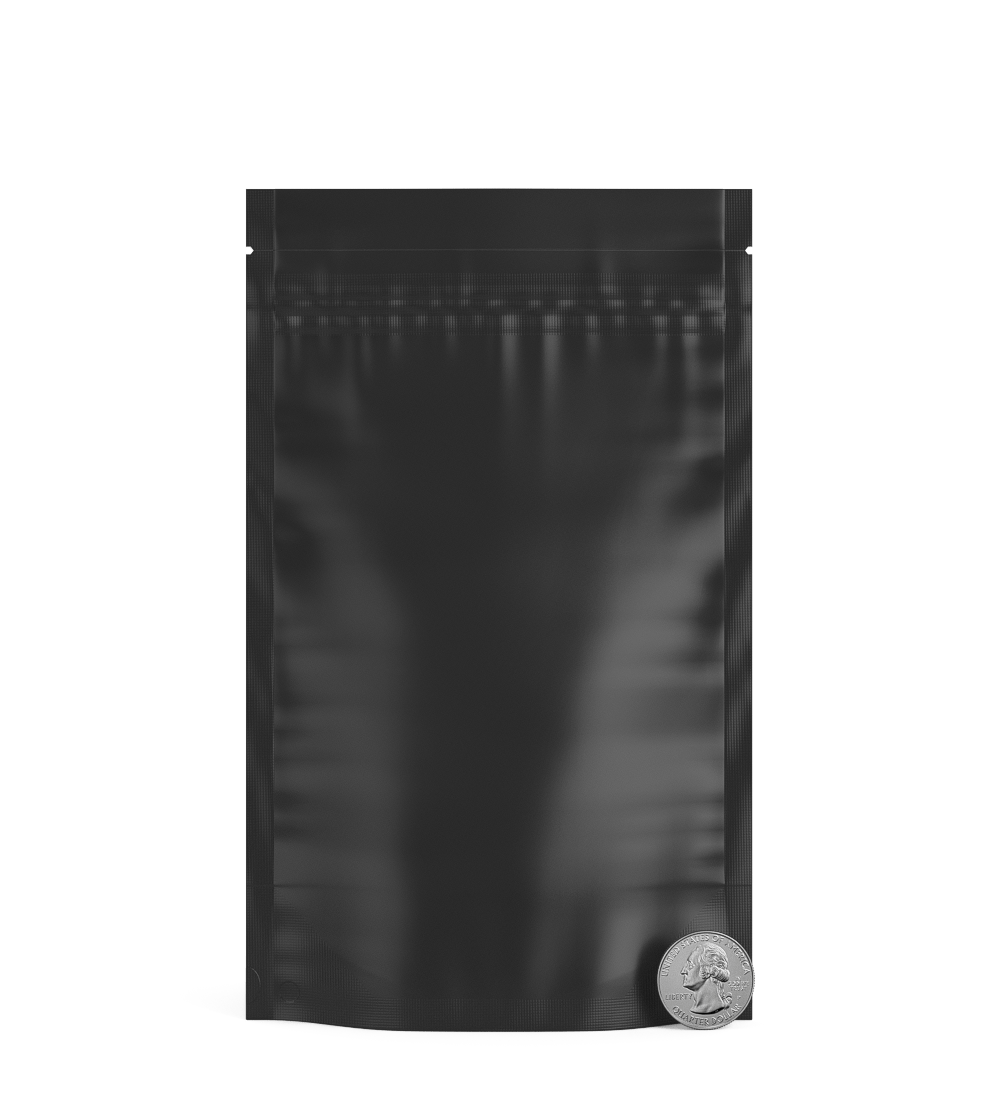 Matte - Black 5" x 8.1" Vista Mylar Tamper Evident Bags w/ Tear Notch (14 grams) 1000/Box - 6