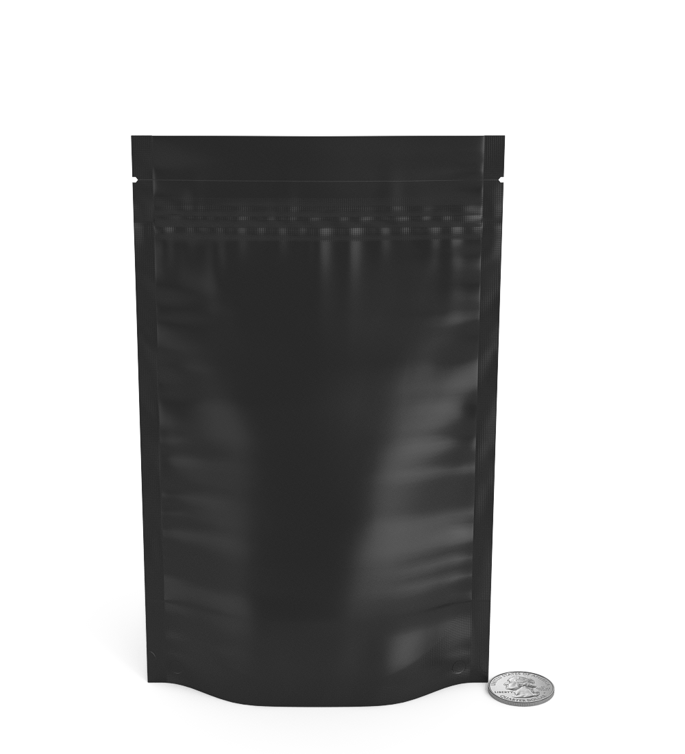 Matte - Black 5" x 8.1" Vista Mylar Tamper Evident Bags w/ Tear Notch (14 grams) 1000/Box - 7