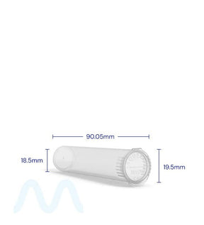 Child Resistant | Pop Top Plastic Pre-Roll Tubes (Open) | 90mm - Clear - 1000 Count