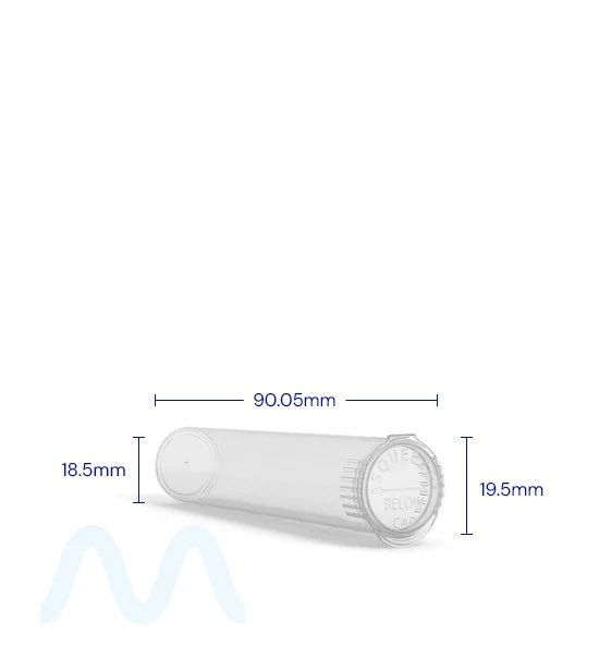 Child Resistant | Pop Top Plastic Pre-Roll Tubes (Open) | 90mm - Clear - 1000 Count