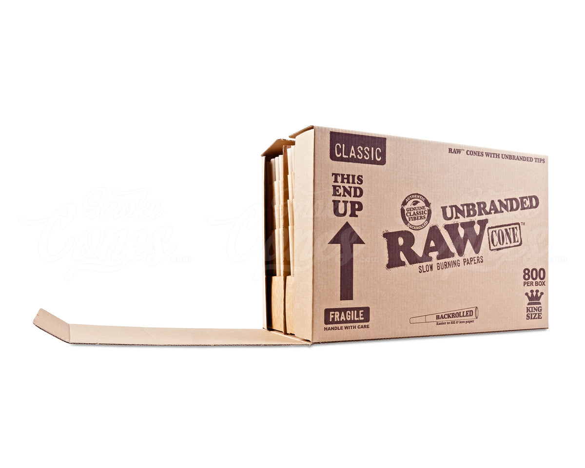 RAW King Size 109mm Unbranded Pre Rolled Cones 800/Box - 2
