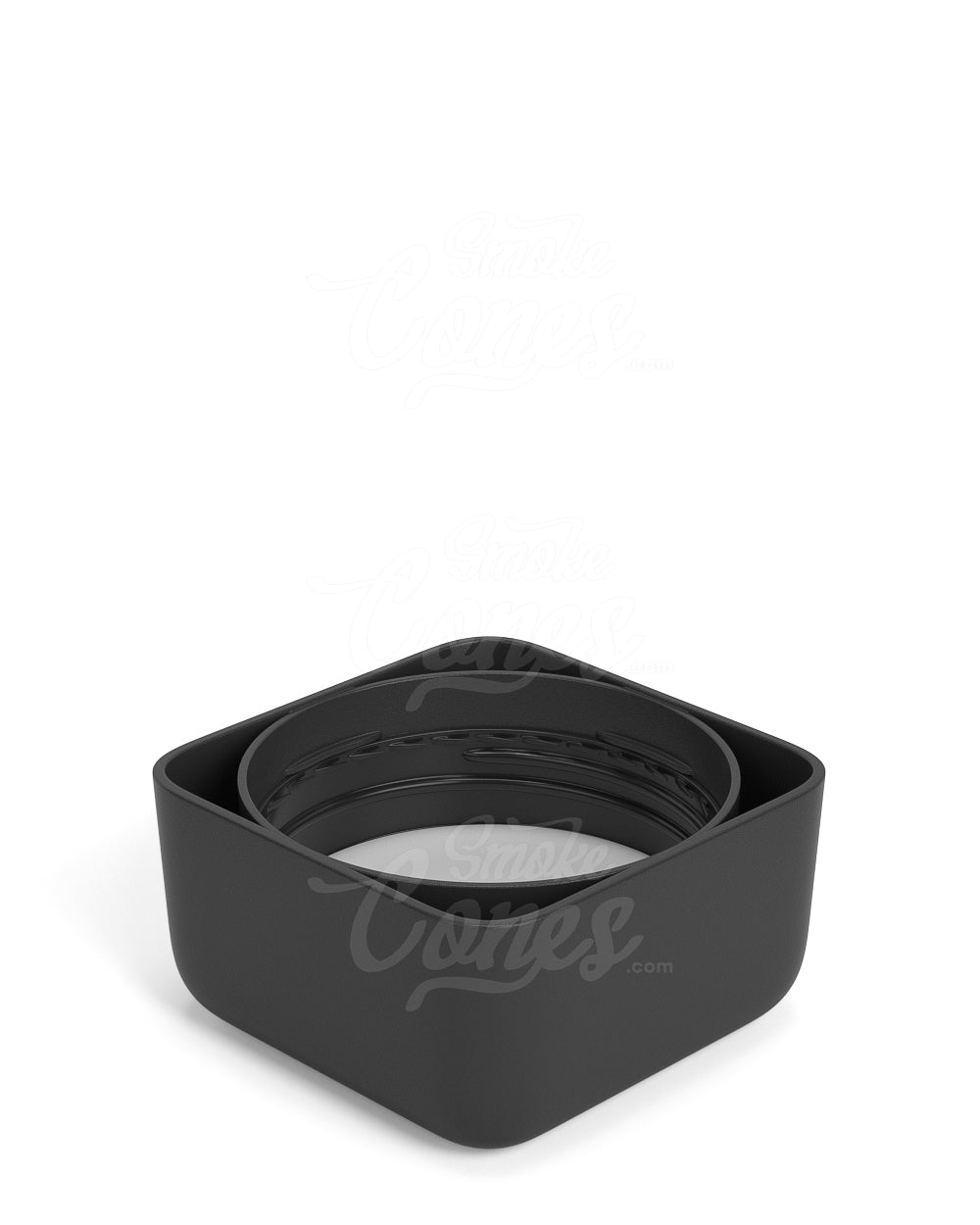 46mm Square Push and Turn Child Resistant Plastic Caps With Foam Liner - Matte Black - 80/Box