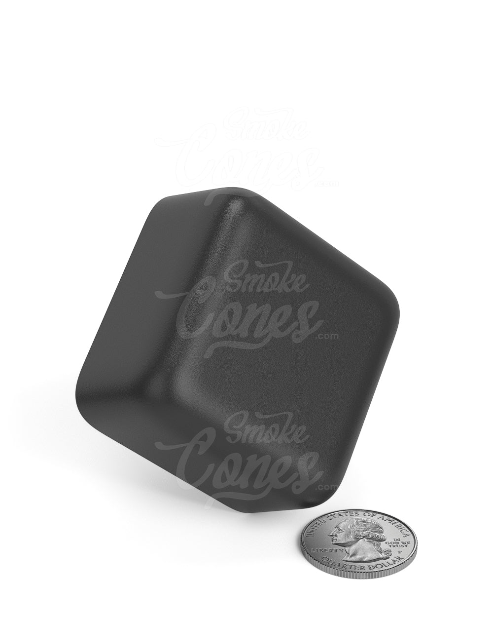 46mm Square Push and Turn Child Resistant Plastic Caps With Foam Liner - Matte Black - 80/Box