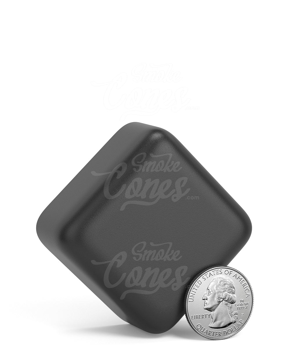 46mm Square Push and Turn Child Resistant Plastic Caps With Foam Liner - Matte Black - 80/Box