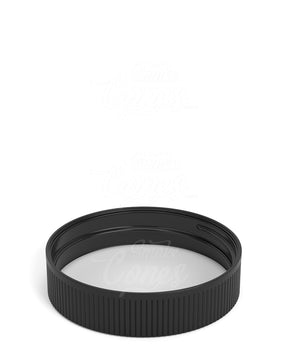 63mm Ribbed Push and Turn Flat Plastic CR Caps - Matte Black - 12/Box