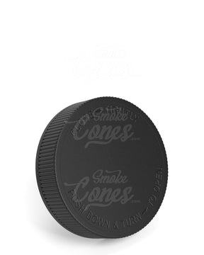 63mm Ribbed Push and Turn Flat Plastic CR Caps - Matte Black - 12/Box