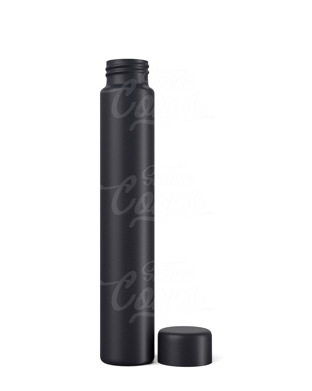 116mm Black Child Resistant Opaque Push Down and Turn Screw On Metal Pre-Roll Tubes w/ Cap 100/Box